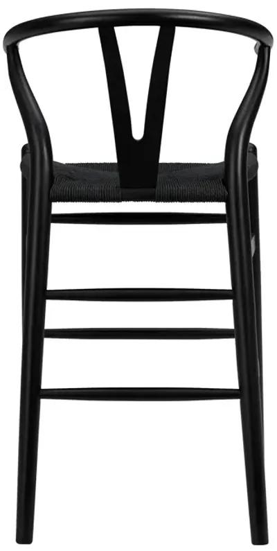 Evelina-C Counter Stool with Black Stained Framed and Black Rush Seat