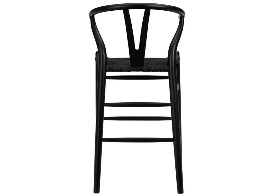 Evelina-C Counter Stool with Black Stained Framed and Black Rush Seat