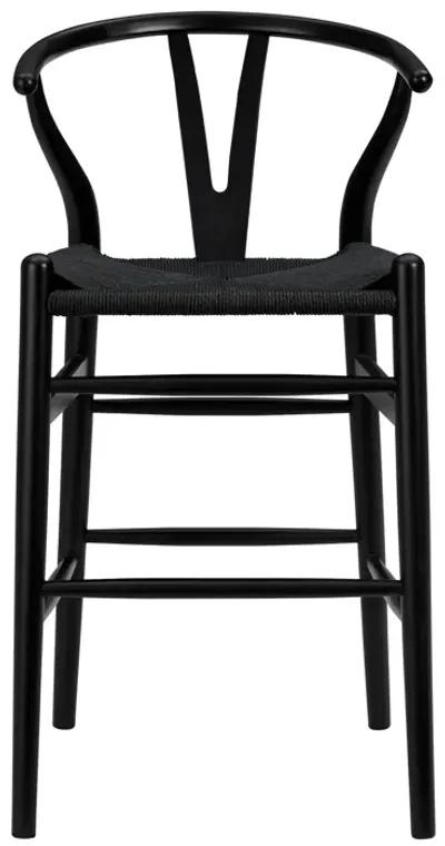 Evelina-C Counter Stool with Black Stained Framed and Black Rush Seat