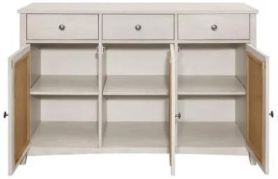 Kirby 3-drawer Rectangular Server with Adjustable Shelves Natural and Rustic Off White