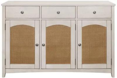 Kirby 3-drawer Rectangular Server with Adjustable Shelves Natural and Rustic Off White