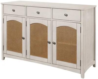 Kirby 3-drawer Rectangular Server with Adjustable Shelves Natural and Rustic Off White