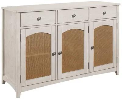 Kirby 3-drawer Rectangular Server with Adjustable Shelves Natural and Rustic Off White