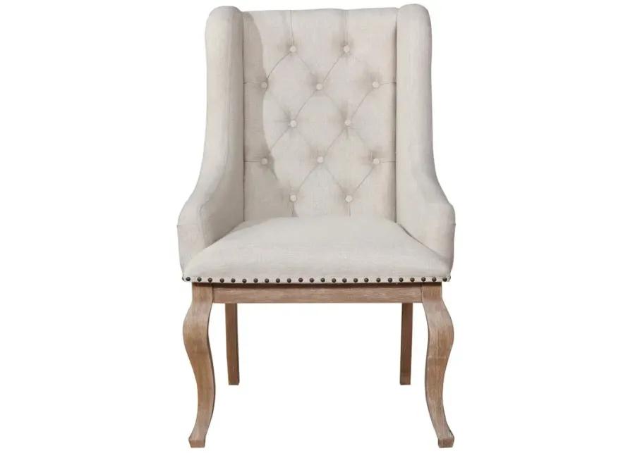 Brockway Tufted Arm Chairs Cream and Barley Brown (Set of 2)