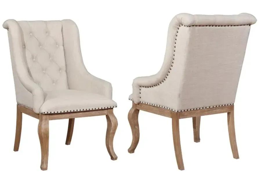 Brockway Tufted Arm Chairs Cream and Barley Brown (Set of 2)