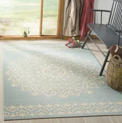 LINDEN 183 Collection LND183L-4 Cream / Aqua 4' X 6'