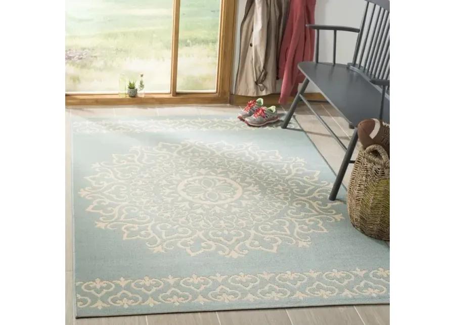 LINDEN 183 Collection LND183L-4 Cream / Aqua 4' X 6'