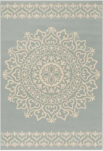 LINDEN 183 Collection LND183L-4 Cream / Aqua 4' X 6'