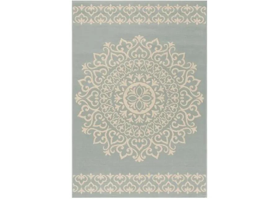 LINDEN 183 Collection LND183L-4 Cream / Aqua 4' X 6'