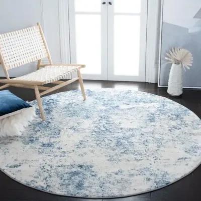 Brentwood 822 Ivory / Navy 4' X 4' Round Round Powerloomed Rug