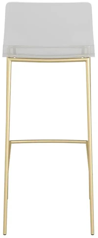 Cilla Bar Stool in Clear with Matte Brushed Gold Legs - Set of 2