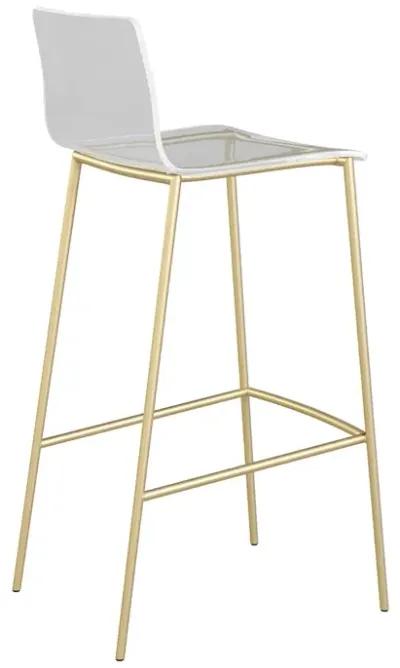 Cilla Bar Stool in Clear with Matte Brushed Gold Legs - Set of 2