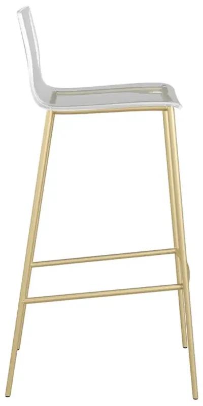 Cilla Bar Stool in Clear with Matte Brushed Gold Legs - Set of 2