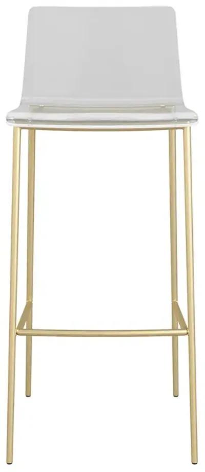 Cilla Bar Stool in Clear with Matte Brushed Gold Legs - Set of 2