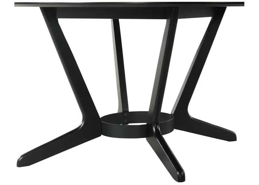 Santana Round Wood Dining Table in Black Finish