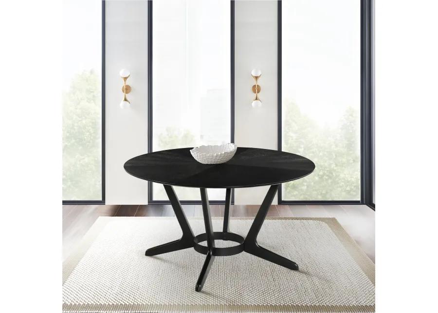 Santana Round Wood Dining Table in Black Finish