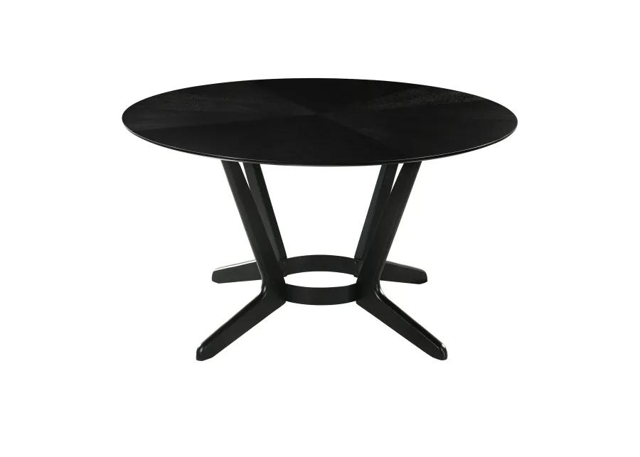 Santana Round Wood Dining Table in Black Finish