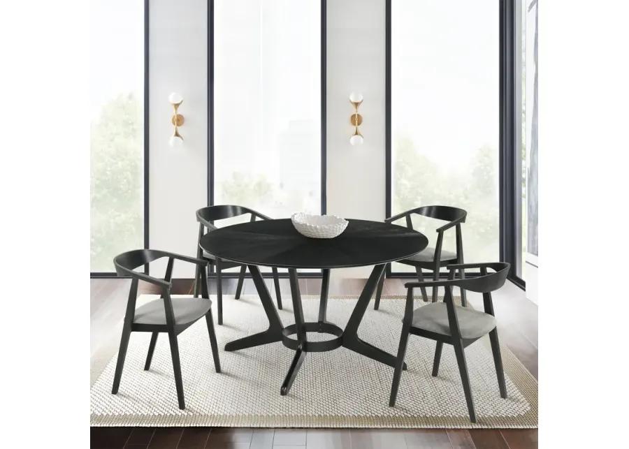 Santana Round Wood Dining Table in Black Finish