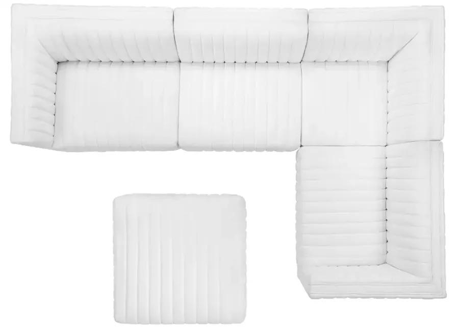 Conjure Channel Tufted Upholstered Fabric 5-Piece Sectional