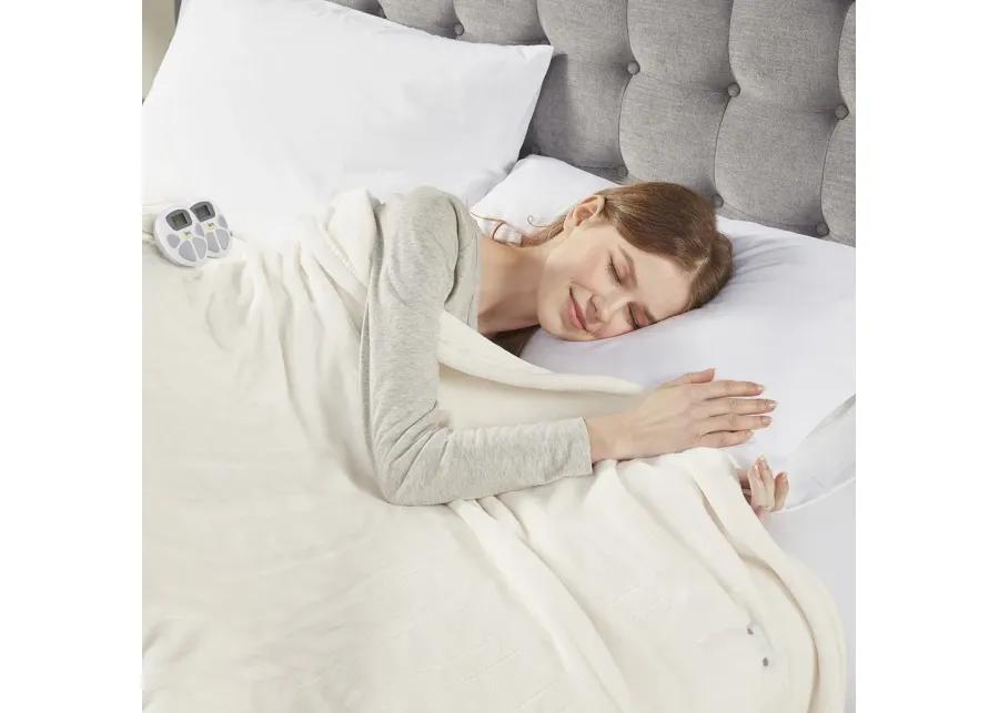 Serta Plush Heated Ivory Blanket