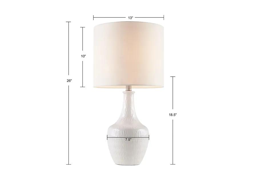 Hampton Hill Celine White Textured Ceramic Table Lamp