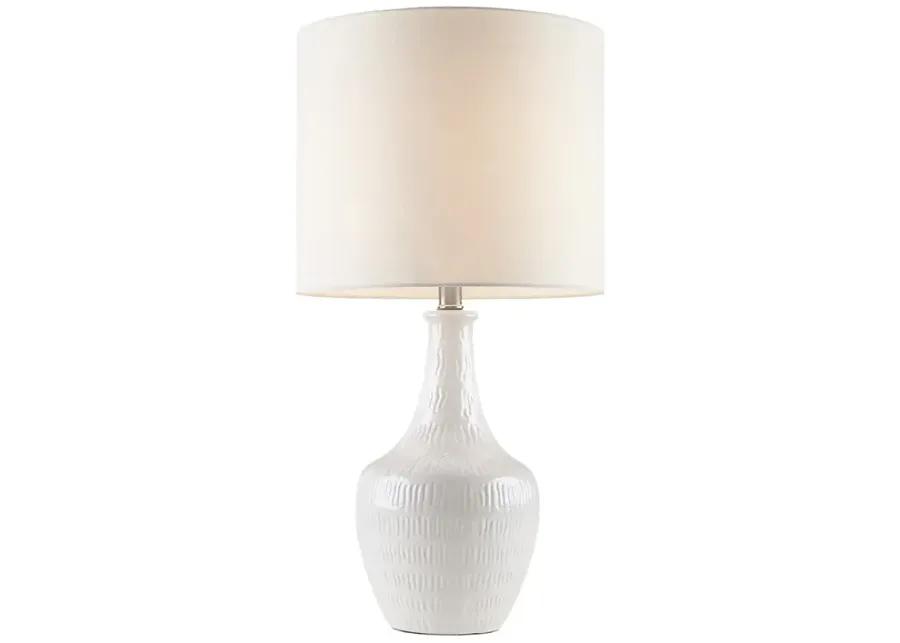 Hampton Hill Celine White Textured Ceramic Table Lamp