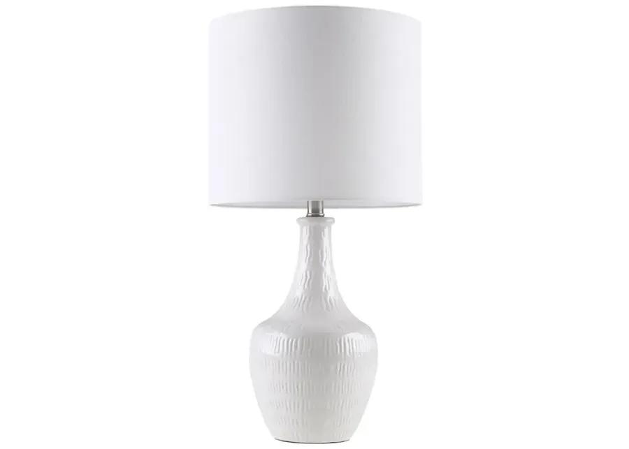 Hampton Hill Celine White Textured Ceramic Table Lamp