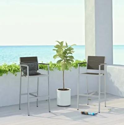 Shore Bar Stool Outdoor Patio Aluminum Set of 2