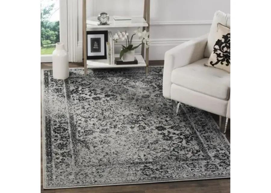 Adirondack Contemporary Grey / Black 4' X 4' Square Powerloomed Rug