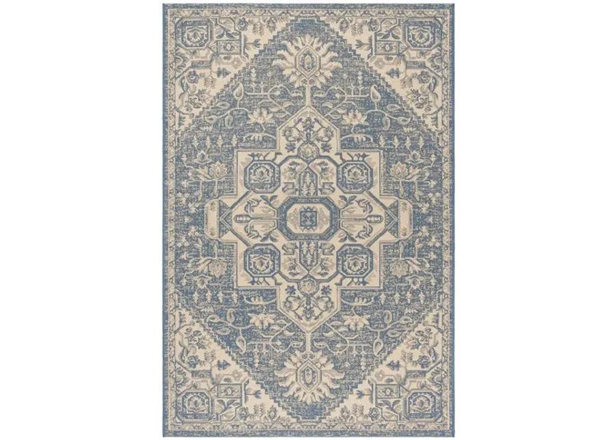 LINDEN 138 Collection LND138N-4 Cream / Blue 4' X 6'