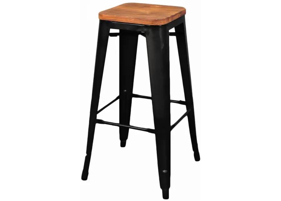 Metropolis Backless Bar Stool Wood Seat, Black (Set of 4)