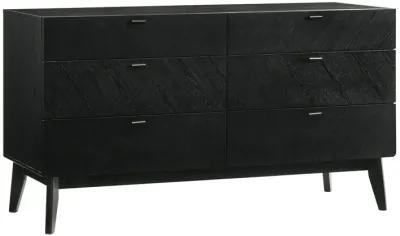 Petra 6 Drawer Wood Dresser in Black Finish