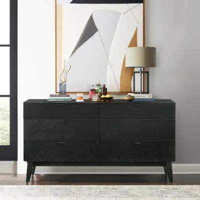 Petra 6 Drawer Wood Dresser in Black Finish