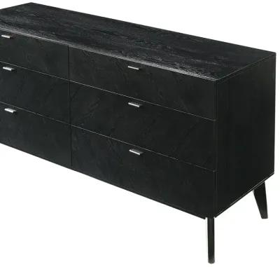 Petra 6 Drawer Wood Dresser in Black Finish