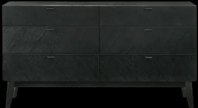 Petra 6 Drawer Wood Dresser in Black Finish