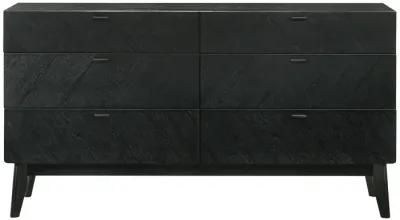 Petra 6 Drawer Wood Dresser in Black Finish