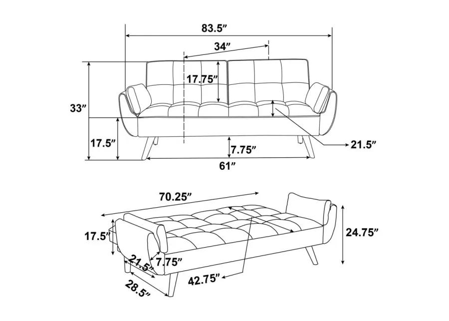 Caufield Biscuit-tufted Sofa Bed Turquoise Blue