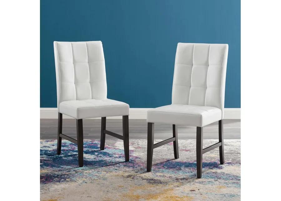 Promulgate Biscuit Tufted Upholstered Faux Leather Dining Side Chair Set of 2