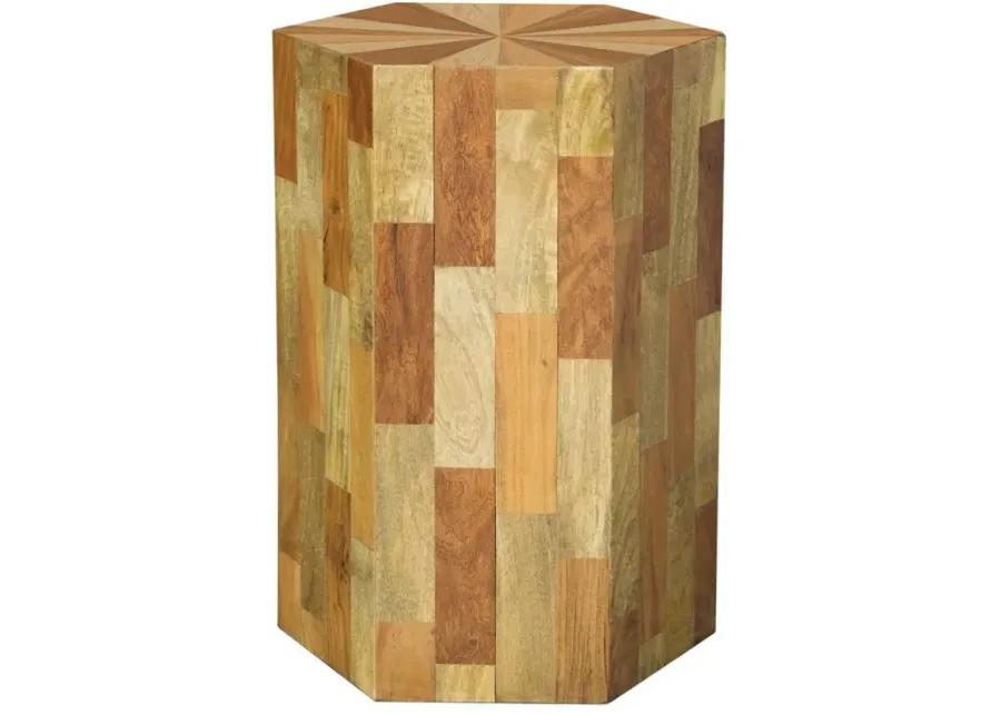 Dermot Hexagon Sunburst Top Accent Table Natural