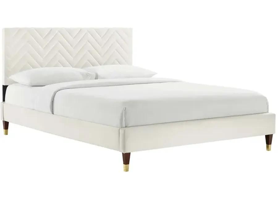 Leah Chevron Tufted Performance Velvet King Platform Bed