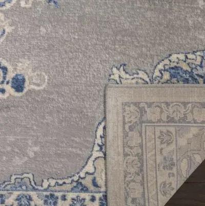 Brentwood 867 Light Grey / Blue 2' X 6' Runner Powerloomed Rug