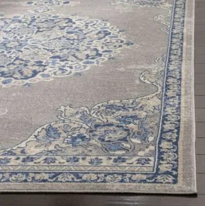 Brentwood 867 Light Grey / Blue 2' X 6' Runner Powerloomed Rug