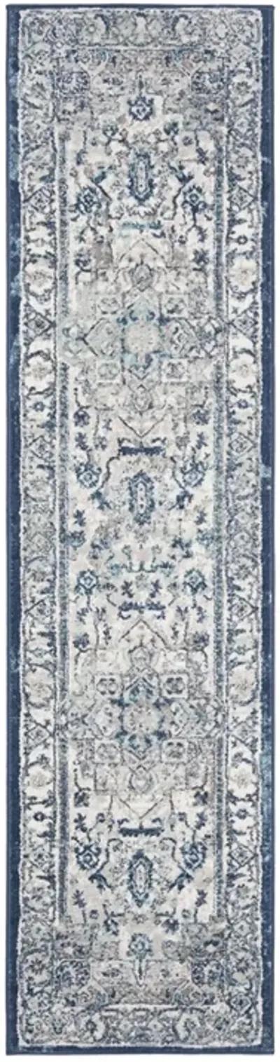 Brentwood 851 Light Grey / Blue 2' X 20' Runner Powerloomed Rug