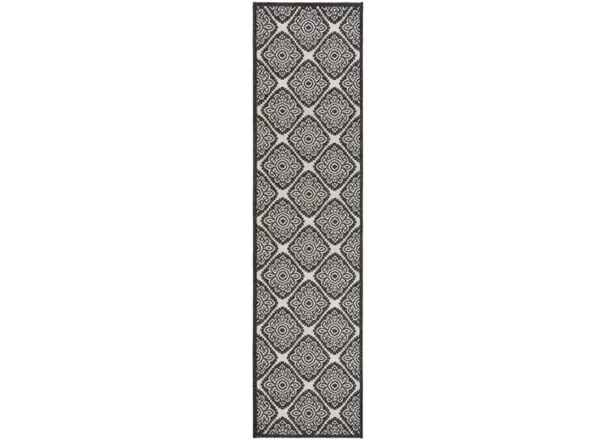 LINDEN 132 Collection LND132A-28 Light Grey / Charcoal 2'-2" X 8'