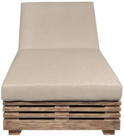 Vivid Outdoor Patio Chaise Lounge Chair in Light Eucalyptus Wood with Taupe Olefin Cushions 