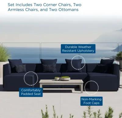 Saybrook Outdoor Patio Upholstered 6-Piece Sectional Sofa