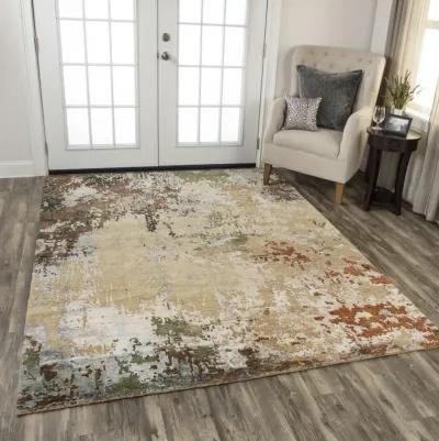 Finesse Beige/Brown Abstract Hand Spun New Zealand Wool/Tencel 6' x 9' Rectangle Rug