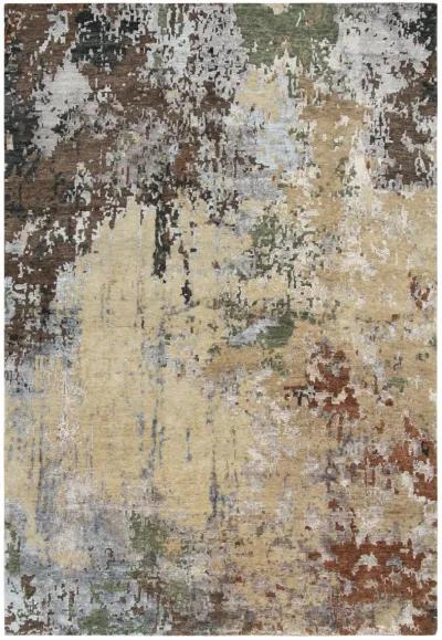 Finesse Beige/Brown Abstract Hand Spun New Zealand Wool/Tencel 6' x 9' Rectangle Rug