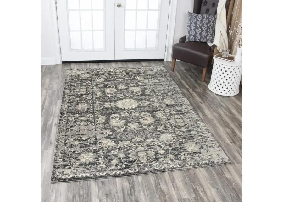 Panache Gray/Taupe Floral Distress Polypropylene 7'10" x 10'10" Rectangle Rug