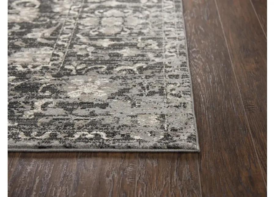 Panache Gray/Taupe Floral Distress Polypropylene 7'10" x 10'10" Rectangle Rug